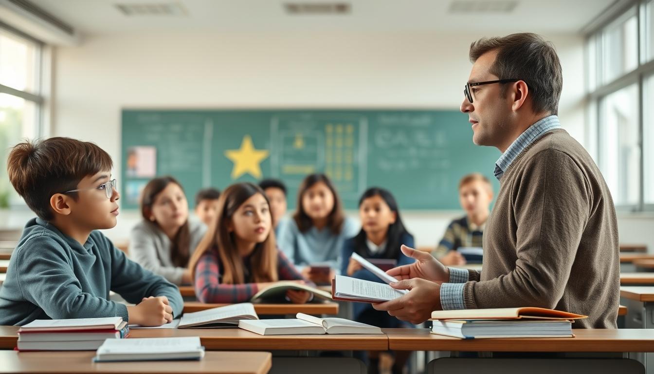Students studying together in modern classroom